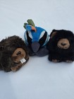 Swibco Puffkins Lot Of 3 Petey Peacock Benny Black Bear Chomper Beaver Plush