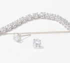 Diamonique Sterling Silver Tennis Necklace   Studs Boxed Set  18 