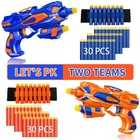 2 Pack Blaster Guns Boys Toy-with 60 Soft Foam Darts Bullets  2 Wrist Bands-    