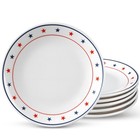 Hushee 6 Pcs 4th Of July Dessert Plate 6 Inch Patriotic Round Ceramic Star