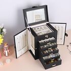 Black 6-layer Large Leather Jewelry Box Watch Jewelry Organizer Kendal W  Mirror