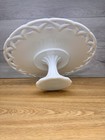 Large Colony Milk Glass Footed  Cake Stand With Open Lace Edge 13-5 8    Diameter