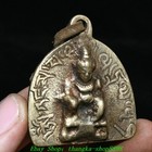 Antique Old Tibet Buddhism Bronze Green Tara Guanyin Buddha Amulet Pendant