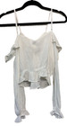 H   M White Crop Sz 6 Preppy Feminine Bridal Beachy Resort Vacation Ruffle Comfy