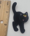 Vintage Hallmark Fuzzy Halloween Happy Black Cat Brooch Pin