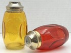 Vintage Airko Glass Salt   Pepper Shakers Set Flash Ruby Red Yellow