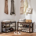 3-tier Bamboo Shoe Rack Storage Organizer Bench Entryway Cabinet Space-saving