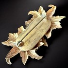 Antique Gilded Leaf Brooch Victorian Edwardian Art Nouveau C Clasp Mourning Pin