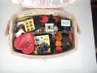 Vintage Singer Sewing Basket Kit Accessories Notions Made Japan Pin Woven Patter