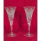Waterford Millennium Crystal Champagne Flutes Butterfly Cut Clear Glass Set Of 2