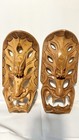 Vintage Hand Carved Wood Tribal Tiki Mask Wall Art Set 2 Polynesian Bali Style