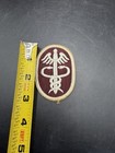 Vintage Us Army Airborne Medical Oval Patch Caduceus Maroon White Back 