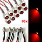 10pcs 8mm Led Dash Panel Warning Pilot Light Indicator Lamp Black Car Boat 12v
