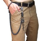 Men Silver Metal Wallet Chain Keychain Horn Spike Strong Durable Motorcycle Cool