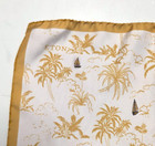  75 New Eton Men 100  Silk Pocket Square Ivory Orange Palm Sailboat Handkerchief