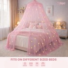 Bollepo Pink Bed Canopy With Glowing Stars For Girls - Fits Single Twin Full
