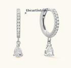2 20 Ct Pear Cut Moissanite Drop dangle Earrings Solid 14k White Gold For Women