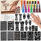 Temporary Tattoo Kit - 20 Stencils  14 Ink Colors  Accessories For Body Art