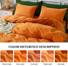  Duvet Cover Set Fall King Size 100  Washed Cotton Linen King  104 x90   Orange