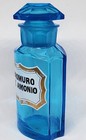 Blue Apothecary Pharmacy Bottle With Stopper And Label 12 5cm Tall