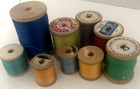 Lot Of 9 Vtg Small Wood Coats   Clark Star Full W Thread Wooden Spools  Sewing