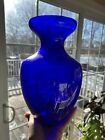 Vintage Cobalt Blue Handblown Vase Mcm 10 Inches Tall - Deep Blue