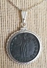 Authentic Ancient Roman Large Bronze Coin Emperor Maximinus Ii Silver Necklace