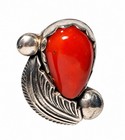 Vintage Simplicio Sterling Silver Red Coral Stud Earrings Southwest 4 85g
