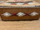 Antique Ojibwe Canadian Birch Bark Porcupine Quillwork Square Lidded Box