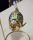 Metal Cloisonne Articulated Fish Ornament Figurine Green   Rainbow 3-1 4 