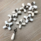Lot Of 9 Antique Porcelain Faucet Handles Cross Lever Knobs Vtg Plumbing Salvage