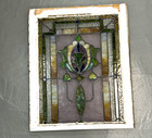 Antique Stained Glass Leaded Window Victorian Architectural Wood Salvage Mosaic