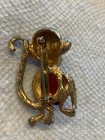 Vtg Jelly Belly Monkey Brooch Pin Googly Eyes