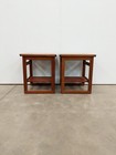 Pair Of Vintage Mid Century Modern Teak And Tile Side Tables