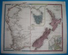 1865 Nice Original Map Western Australia Perth Tasmania New Zealand Auckland