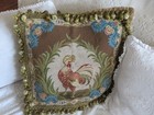 Gorgeous French Country Aubusson Style Needlepoint Pillow Pheasant W wreath  2