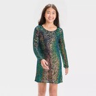 Girls  Long Sleeve Sequin A-line Dress - Art Class