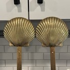 2 Vtg Solid Brass Wall Sconce 18  Candelabra Clam Seashell Single Arm Holder Mcm