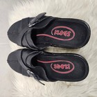 Klogs Womens Black Leather Slip On Clogs Mules Buckle Crossover Support Shoes