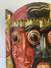 Vintage 8 Inch Wooden Three Face Bali Barong Devil Mask Hand Carved And Painted