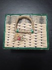 Vintage Wicket Setting Basket With Green Trim