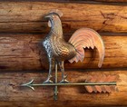 Vintage Rooster Copper Weathervane Arrow Lrg Patina Farmhouse Chicken Wall Decor