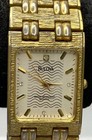 Vintage Men s Bulova 90s Gold Plated Diamond Index 28mm Square Case Watch