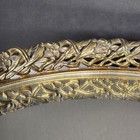 Vintage Round Gold Tone Vanity Mirror Tray Filigree Floral Pattern 12   x 12    