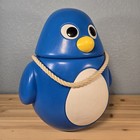 Little Tikes Poppy Penguin Toy Box Storage Carrier Bin Lid Squeaks Blue 15  Vtg