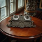 Vintage Double Inkwell Set Desktop Brass 20th Century Baroque