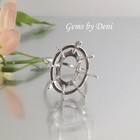  10x8-20x15mm  Oval Deep Cut Sterling Silver Pre-notched Ring Setting  size 5-8 