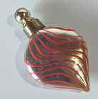 Vtg  antique   Mercury Glass Perfume Bottle Flacon W Curved Orange Stripes