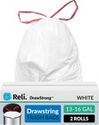 Drawstring Trash Garbage Bags  Tall Kitchen  250 Count Bulk  White  13 Gallon   