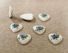 12 Vintage Japan Glass Blue Rose 11mm  White Heart Cameo Cabochons 390